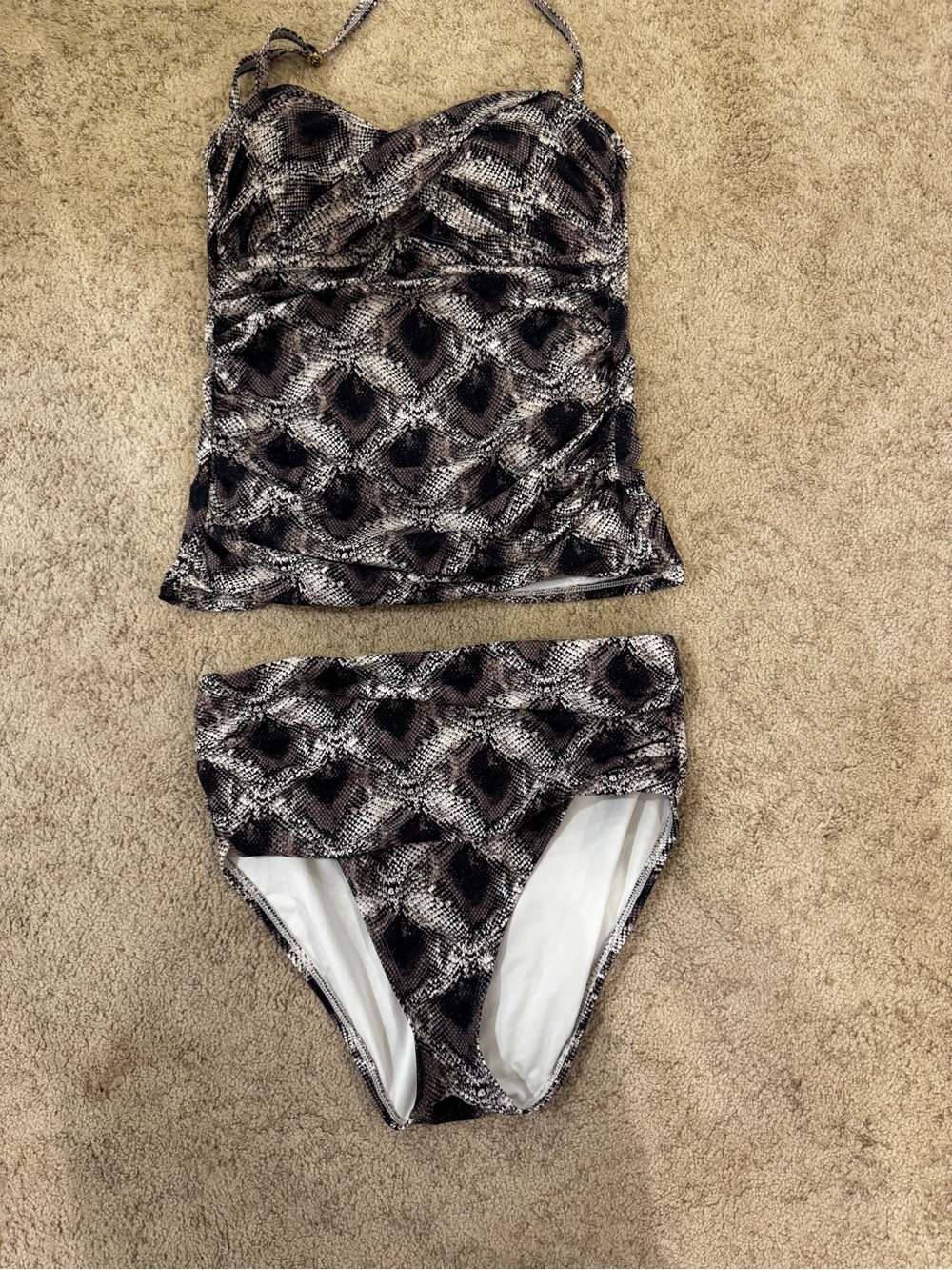Tankini Swim Set in Black and Brown Animal Print